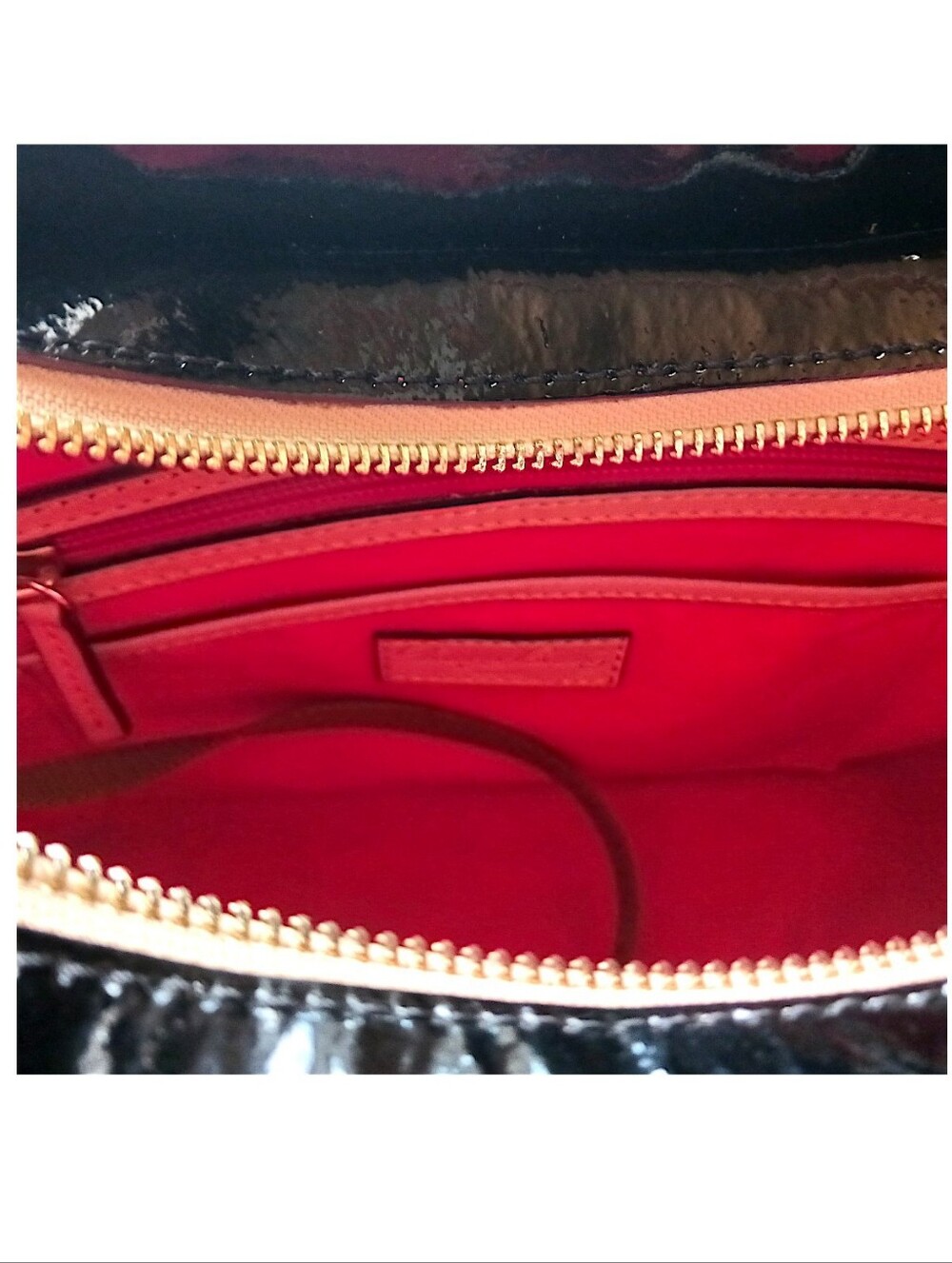 Dooney & Bourke Black Patent Leather Small Hobo with Tan Tassel - Picture 10 of 13